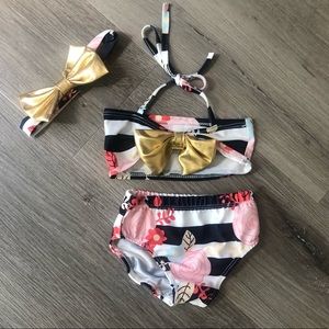Floral striped swimsuit